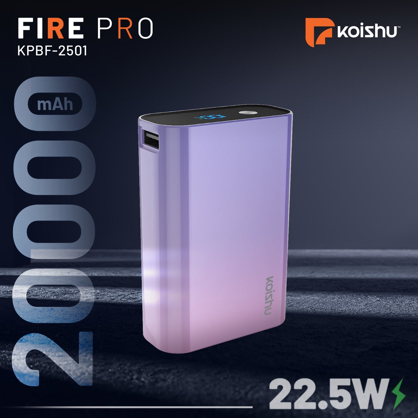 KOISHU Fire Pro 20,000mAh Fast Charging Power Bank (KPBF-2501)