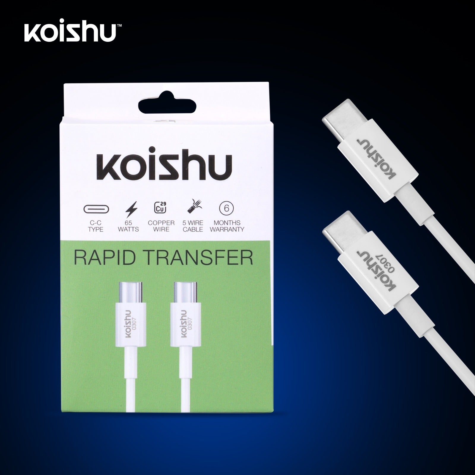 KOISHU C to C 65W Fast Charging Cable (KOISHU0307)