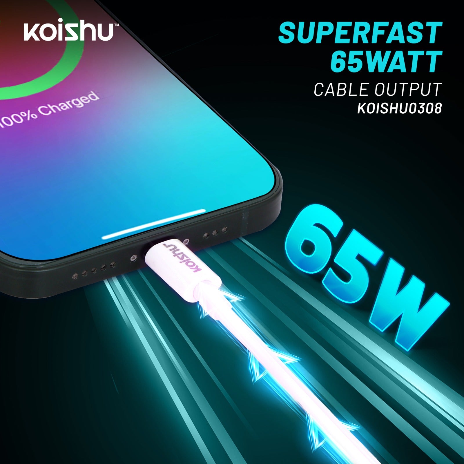 KOISHU C to Lightning Fast Charging Data Cable (65W)