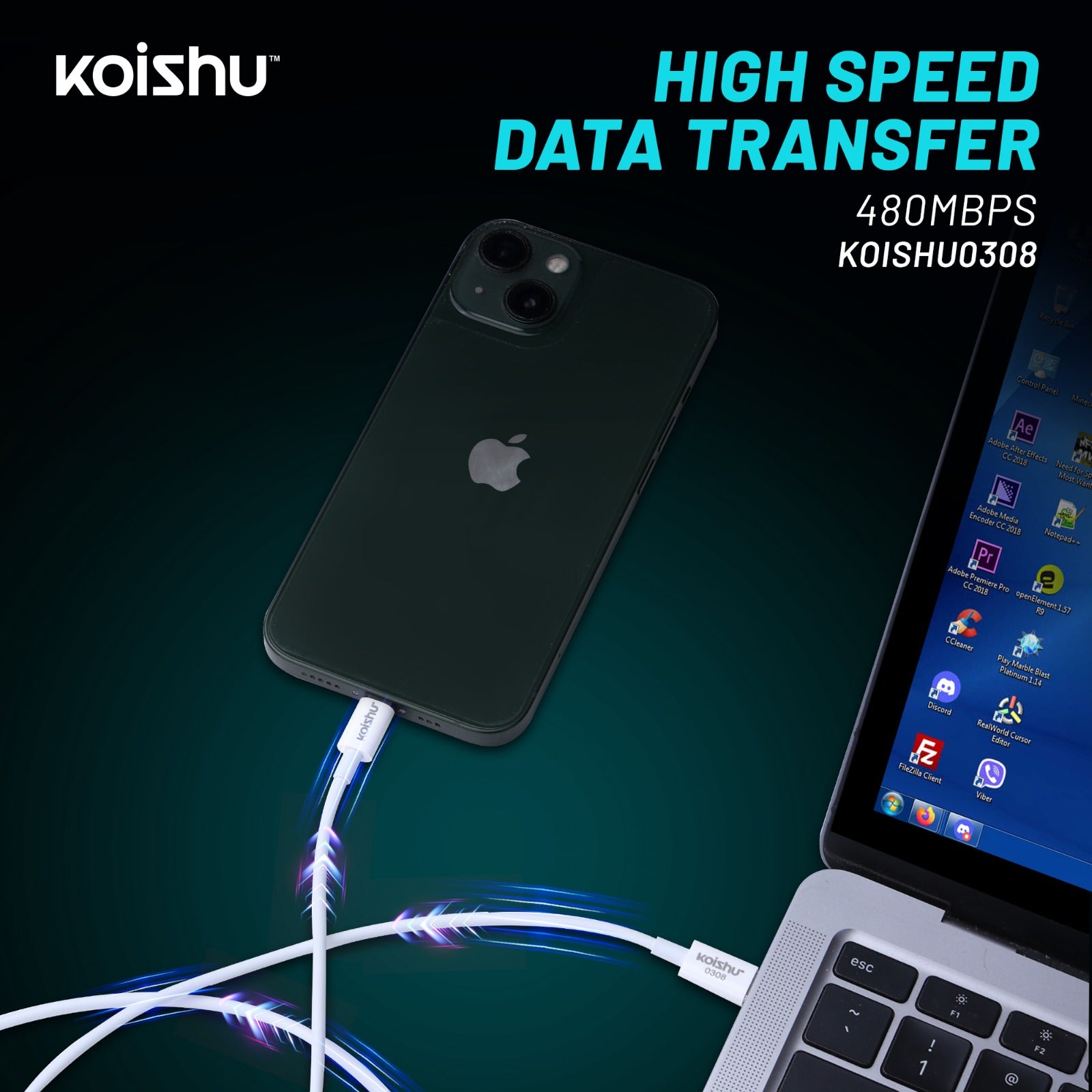KOISHU C to Lightning Fast Charging Data Cable (65W)